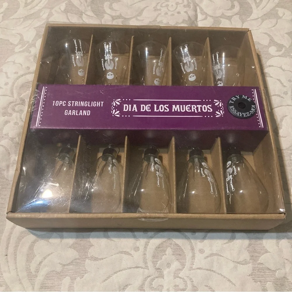 Dia de los Muertos Holiday 10 Piece String Light Garland Clear Lights Party Fun